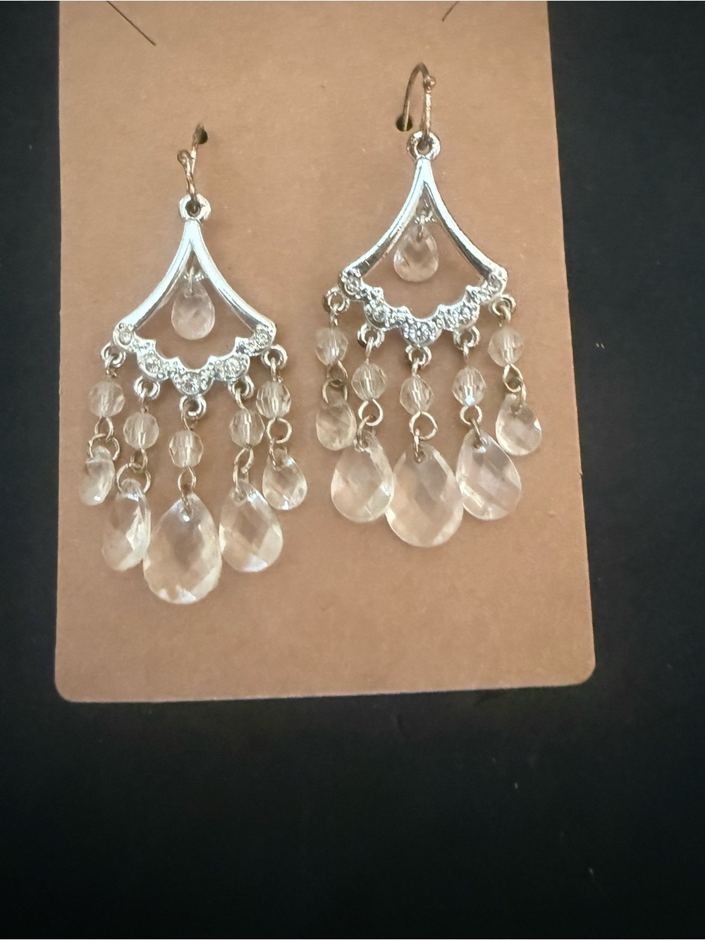 Clear Crystal Chandelier Drop Earrings - Women Jewelry